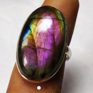 Multi color purple labradorite ring
